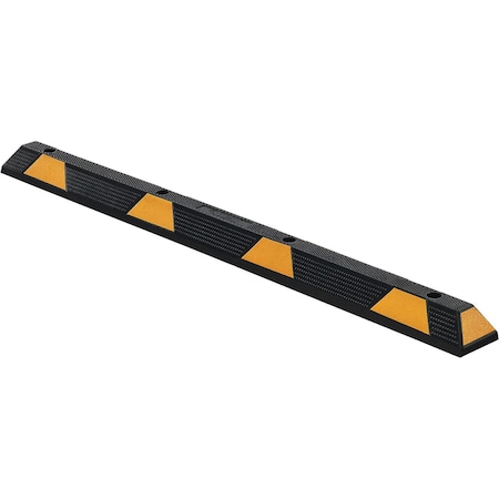 Global Industrial Parking Stop, Uv Black Rubber, 3-9/10 in Height, 72 in Length, Black/Yellow 708111